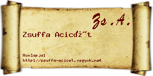 Zsuffa Acicét névjegykártya